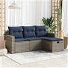 Vidaxl Set Divani da Giardino 4 pz con Cuscini in Polyrattan Grigio