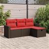 Vidaxl Set Divano da Giardino 4 pz con Cuscini Marrone in Polyrattan