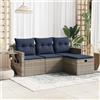 Vidaxl Set Divani da Giardino 4 pz con Cuscini in Polyrattan Grigio