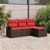Vidaxl Set Divano da Giardino 4 pz con Cuscini Marrone in Polyrattan