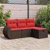 Vidaxl Set Divano da Giardino 4 pz con Cuscini Marrone in Polyrattan