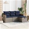 Vidaxl Set Divani da Giardino 4 pz con Cuscini in Polyrattan Grigio