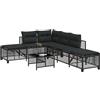 Vidaxl Set Divani ad Angolo 3 pz con Cuscini in Polyrattan Nero