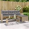 Vidaxl Divano Giardino con Tavolo e Cuscini a L Beige Misto Polyrattan