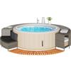 Vidaxl Bordo per Spa Grigio in Polyrattan e Legno Massello di Acacia