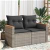 Vidaxl Divano da Giardino con Cuscini 2 Posti Grigio in Polyrattan