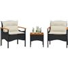 Vidaxl Set Divani da Giardino 3 pz con Cuscini in Polyrattan Nero