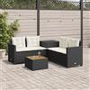 Vidaxl Divano da Giardino con Tavolo e Cuscini a L Nero in Polyrattan