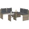 Vidaxl Set Divani da Giardino 4 pz con Cuscini in Polyrattan Grigio