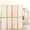 Vidaxl Divisorio Pieghevole 4 Pannelli Stile Giapponese 160x170 cm