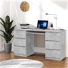 Vidaxl Scrivania Grigio Cemento 140x50x77 cm in Legno Multistrato