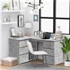 Vidaxl Scrivania Angolo Grigio Cemento 145x100x76 cm Legno Multistrato