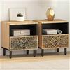 Vidaxl Comodini 2pz 40x33x46 cm in Legno Massello di Mango