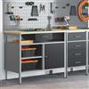 Vidaxl Banco da lavoro con cassetto Nero e Grigio 100 x 55 x 85 cm