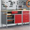 Vidaxl Banco da lavoro con cassetto Rosso e Grigio 100 x 55 x 85 cm