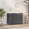 Vidaxl Credenza Grigia 100x40x75 cm in Legno Massello di Pino