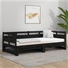 Vidaxl Dormeuse Estraibile Nera in Legno Massello di Pino 2x(80x200)cm