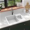 Vidaxl Lavello da Cucina Doppio con Foro Troppopieno Bianco in Granito