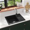 Vidaxl Lavello da Cucina con Foro Troppopieno Ovale Nero in Granito