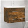 Vidaxl Mobile Bagno con Lavabo Integrato Rovere Fumo Legno Multistrato
