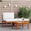 Vidaxl Set da giardino 3 pezzi con cuscini in legno di acacia e corda