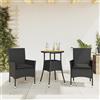 Vidaxl Set Pranzo da Giardino 3 pz con Cuscini Nero Polyrattan Acacia