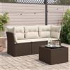 Vidaxl Set Divano da Giardino 4 pz con Cuscini Marrone in Polyrattan