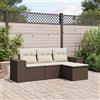 Vidaxl Set Divano da Giardino 4 pz con Cuscini Marrone in Polyrattan