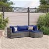 Vidaxl Set Divani da Giardino 4 pz con Cuscini in Polyrattan Grigio