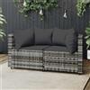 Vidaxl Divani Angolari da Giardino con Cuscini 2pz Polyrattan Grigio