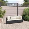 Vidaxl Set Divani da Giardino 3 pz con Cuscini in Polyrattan Nero