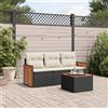 Vidaxl Set Divani da Giardino 4 pz con Cuscini Nero in Polyrattan