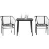 Vidaxl Set Mobili da Pranzo per Giardino 3 pz Nero Polyrattan Vetro