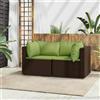 Vidaxl Divani Angolari da Giardino con Cuscini 2pz Polyrattan Marrone