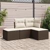 Vidaxl Set Divano da Giardino 4 pz con Cuscini Marrone in Polyrattan