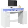 Vidaxl Scrivania con Luci LED Bianca 140x55x91 cm in Legno Multistrato