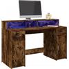 Vidaxl Scrivania con Luci LED Rovere Fumo 140x55x91 cm in Multistrato