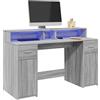 Vidaxl Scrivania con Luci LED Grigio Sonoma 140x55x91cm in Multistrato