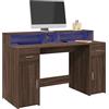Vidaxl Scrivania con Luci LED Marrone Rovere 140x55x91 cm Multistrato