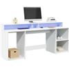 Vidaxl Scrivania con Luci LED Bianca 200x55x91 cm in Truciolato
