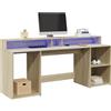 Vidaxl Scrivania con Luci LED Rovere Sonoma 200x55x91cm in Truciolato