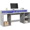 Vidaxl Scrivania con Luci LED Grigio Cemento 200x55x91 cm Truciolato