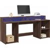 Vidaxl Scrivania con Luci LED Marrone Rovere 200x55x91 cm Truciolato