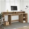 Vidaxl Scrivania con LED Rovere Artigianale 200x55x91 cm in Truciolato