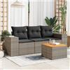Vidaxl Set Divani da Giardino 4 pz con Cuscini in Polyrattan Grigio