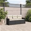Vidaxl Set Divani da Giardino 3 pz con Cuscini in Polyrattan Nero