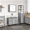 Vidaxl Set di mobili per il bagno con porta 2 pcs Grigio sonoma e Nero