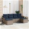 Vidaxl Set Divano da Giardino con cuscino 6 pcs Grigio Poly Rattan