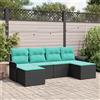 Vidaxl Set Divano da Giardino con cuscino 6 pcs Nero Poly Rattan
