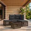Vidaxl Set Divano da Giardino 5 pcs Grigio polyrattan